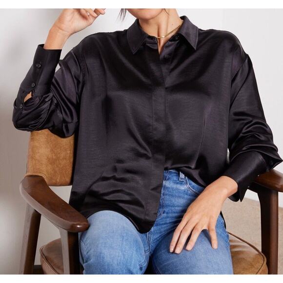 Good American Washed Satin Weekend Shirt EUC Size Small - Picture 1 of 5